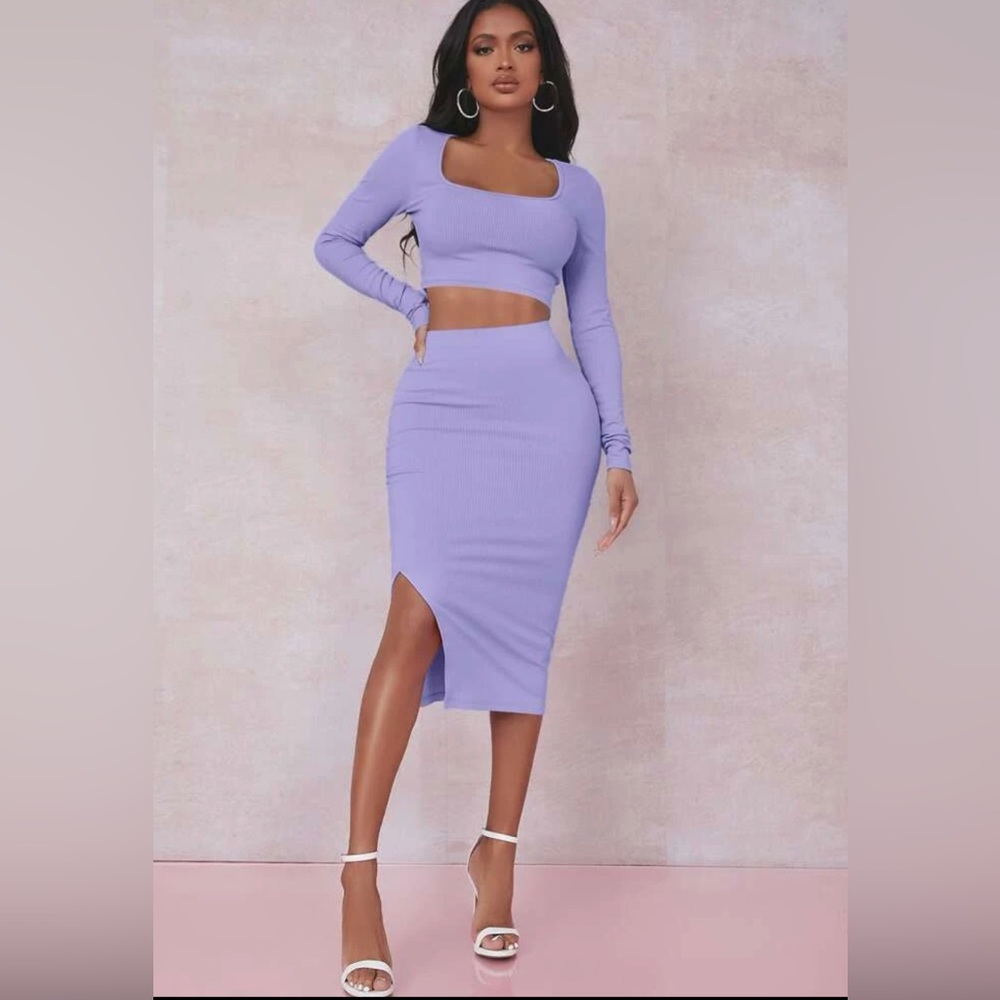 Lilac two piece skirt set - Picture 2 of 3